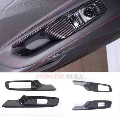 Dry Carbon Fiber Interior Switch Cover Trims for 2020+ Chevrolet Corvette C8 Stingray Z51 Z06 (2-Piece Set)