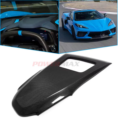 Dry Carbon Fiber Center Console Gear Shift Panel Cover Trim for 2020+ Chevrolet Corvette C8 Stingray Z51 Z06 Coupe Convertible