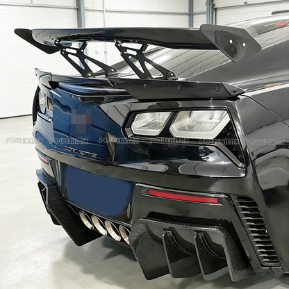 Dry Carbon Fiber Rear Trunk Spoiler Wing A Style for 2020+ Chevrolet Corvette C8 Stingray Z51 Z06 Coupe Convertible