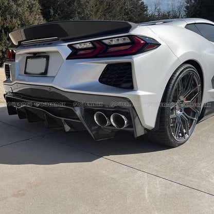 Carbon Fiber A Style Rear Diffuser Bumper Lip For Chevrolet Corvette C8 Stingray 2020+