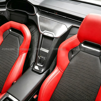 Dry Carbon Fiber Rear Waterfall Wireless Charging Panel Frame Trim for 2020+ Chevrolet Corvette C8 Stingray Z51 Z06 Coupe