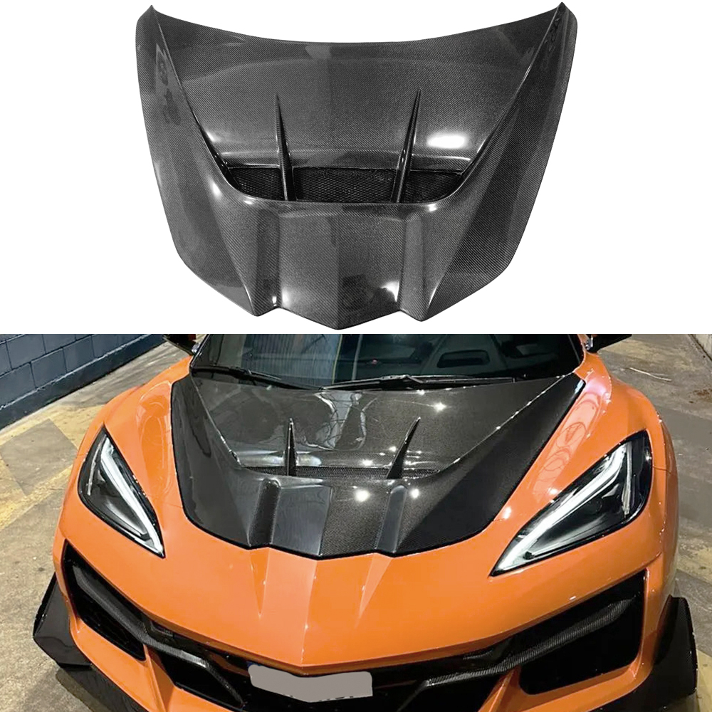 For C8 Corvette Stingray C8 E-ray Z06 Convertible 2019+ Carbon Fiber ZR1 Style Front Engine Hood