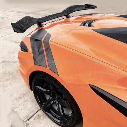 Dry Forged Carbon Fiber Z07 Style Rear Wing Spoiler With Factory Brackets For Chevrolet Corvette C8 Z06 2020+