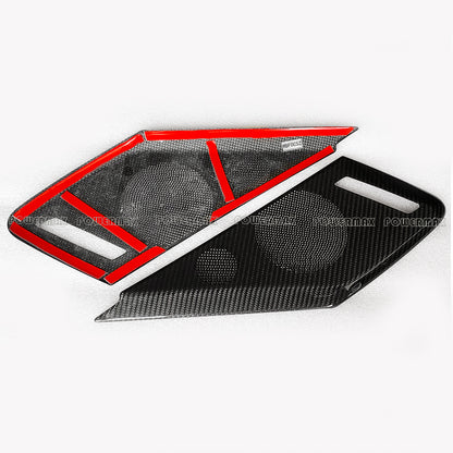 Dry Carbon Fiber Interior Door Speaker Cover Trims for 2020+ Chevrolet Corvette C8 Stingray Z51 Z06 (2-Piece Set)