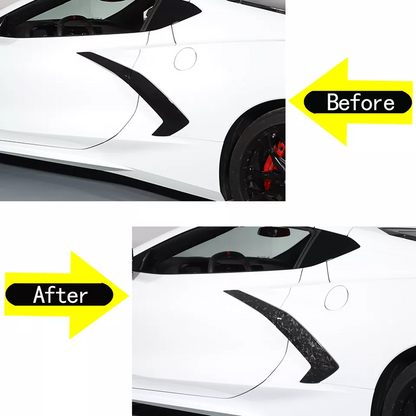 Dry Forged Carbon Fiber Side Fender Vent Door Handle Boomerang Covers For Chevrolet Corvette C8 Stingray 2020+