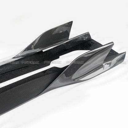 AD Style Dry Carbon Fiber Side Skirts Rocker Panel Extensions for 2020+ Chevrolet Corvette C8 Stingray Z51