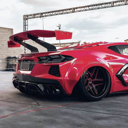 Forged Carbon Fiber ZR1 ZTK Style Rear High Wing Spoiler With Brackets For Chevrolet Corvette C8 2020+