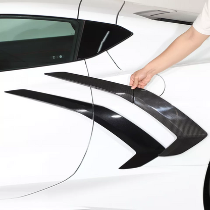 Dry Carbon Fiber Side Fender Vent Door Handle Boomerang Covers For Chevrolet Corvette C8 Stingray 2020+