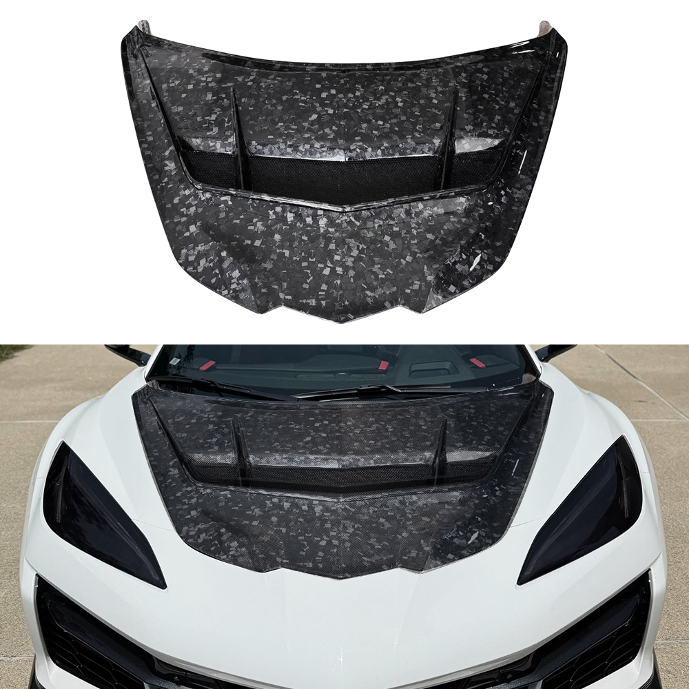 For C8 Corvette Stingray C8 E-ray Z06 Convertible 2019+ Carbon Fiber ZR1 Style Front Engine Hood