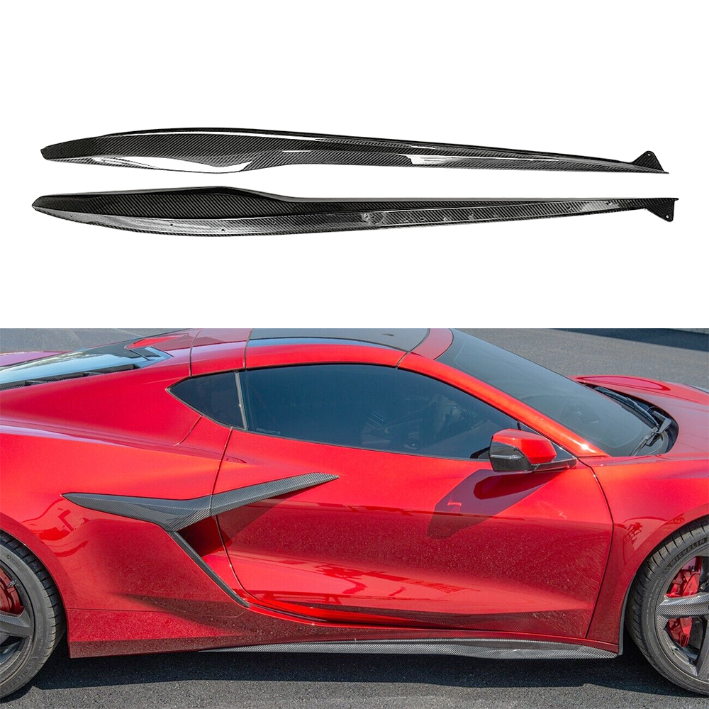 DRY CARBON FIBER Side Skirts For 23-Up Corvette C8 Z06 Factory Panel Extensions